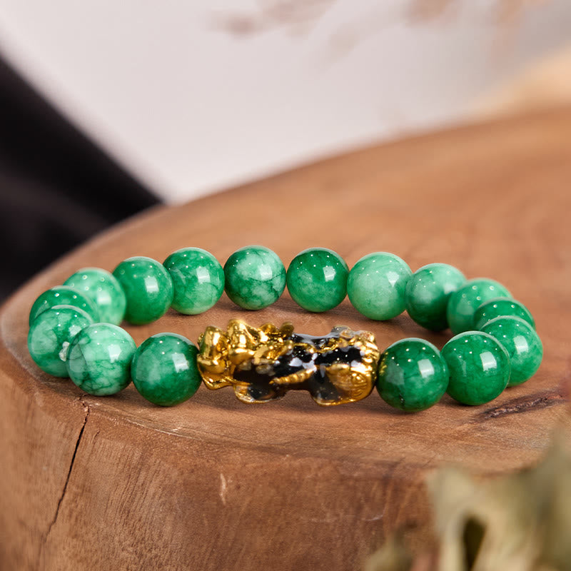 Buddha Stones Fengshui Pixiu Jade Protection Bracelet