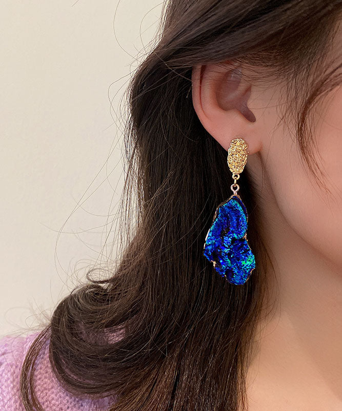 Green Resin Asymmetric Design Dazzling Colors Drop Earrings