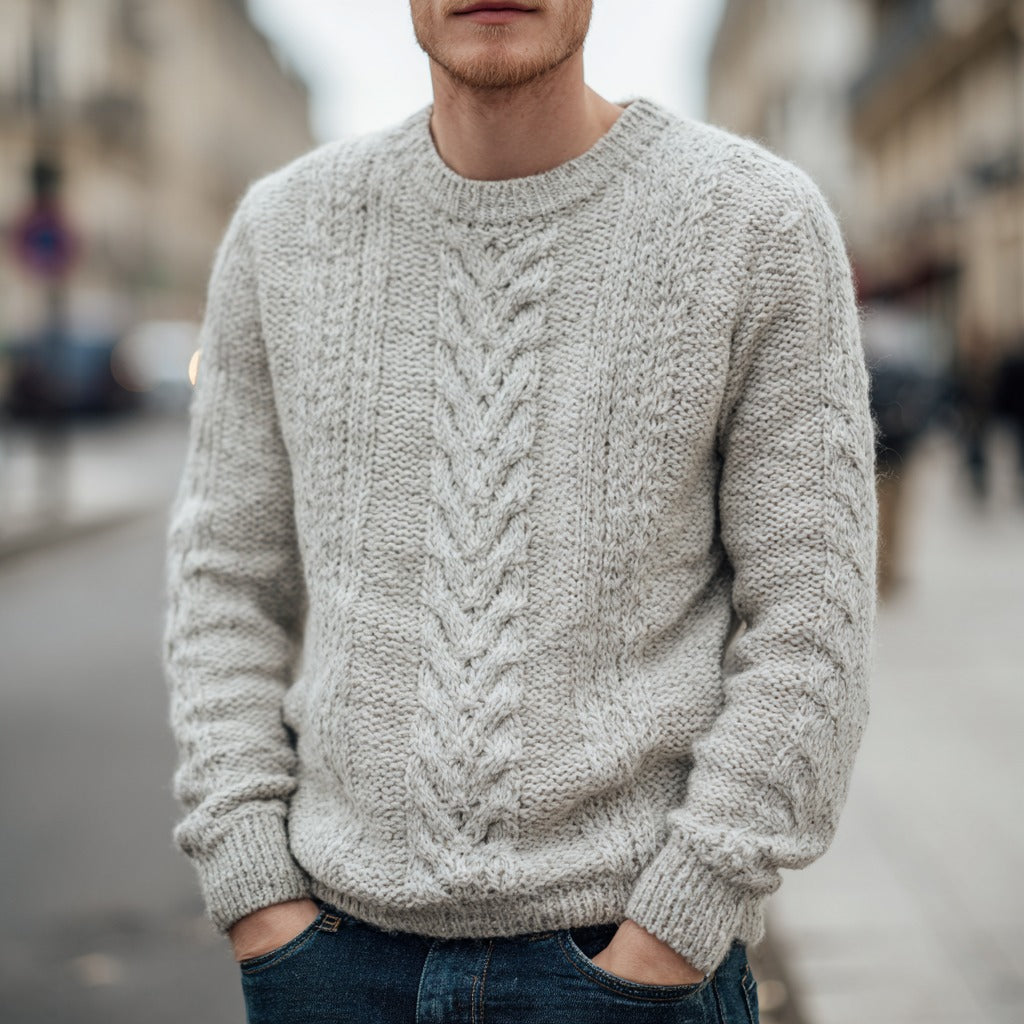 Men's Vintage Fairman Island Jacquard Thick Warm Crew Neck Sweater artswardrobe