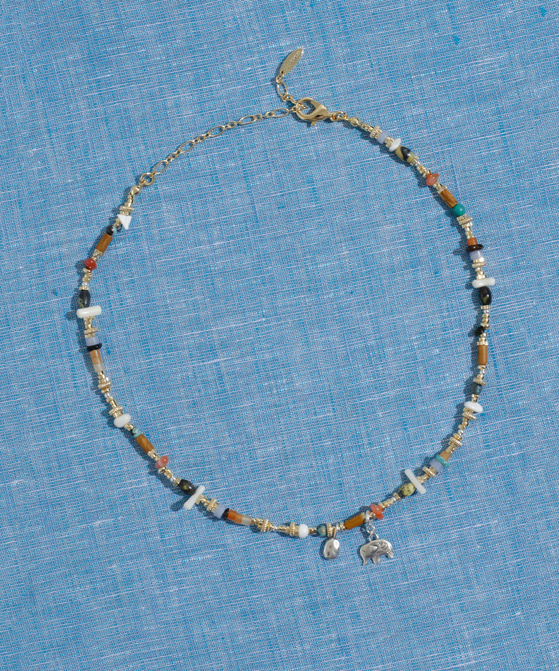 Boutique Rainbow Copper Overgild Turquoise Agate Beading Little Elephant Gratuated Bead Necklace Qj005