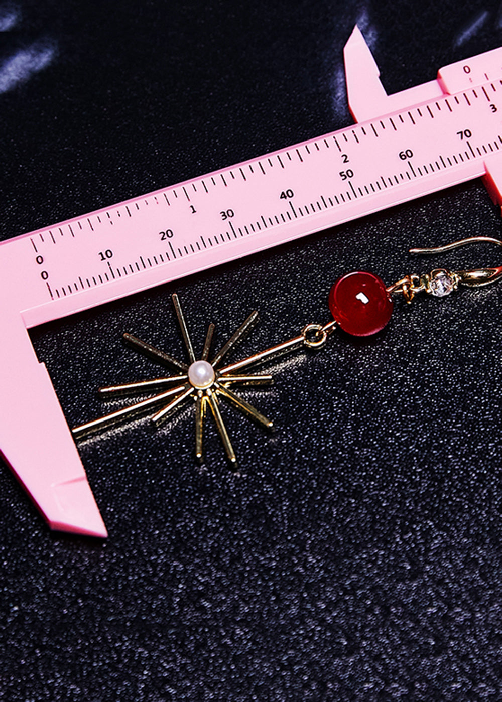 Red Gem Stone Fireworks Shape Drop Earrings