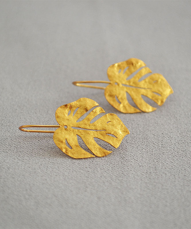Hot Gold Leaf 14k Gold Copper Stud Earrings
