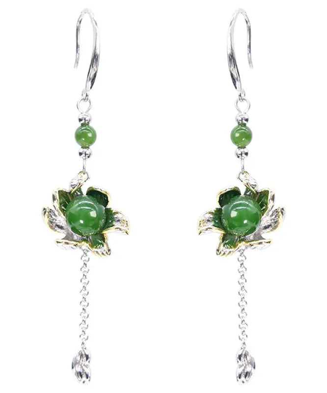 Sterling Silver Jade Drop Earrings