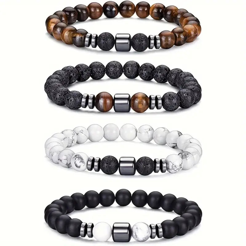 Sophisticated Tiger Eye and White Turquoise Bracelet