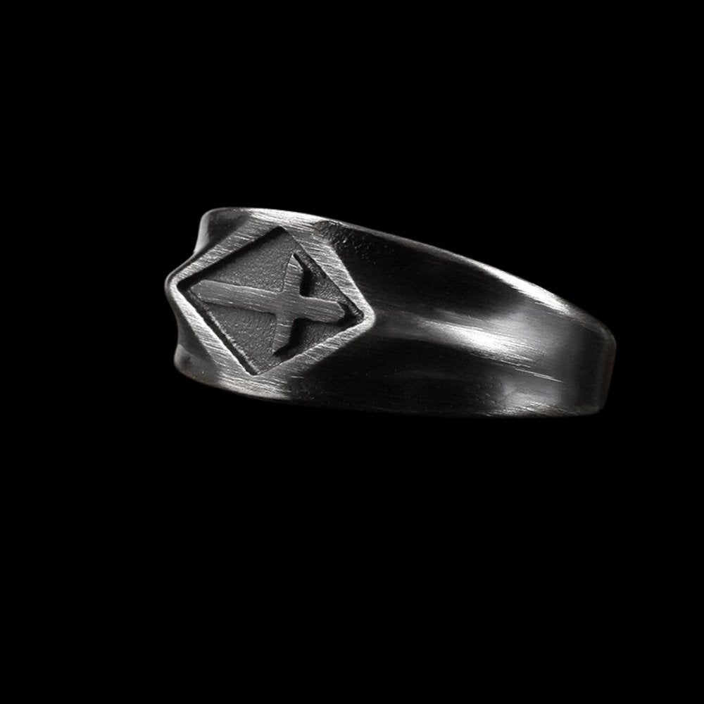 Black Sideway Cross Ring