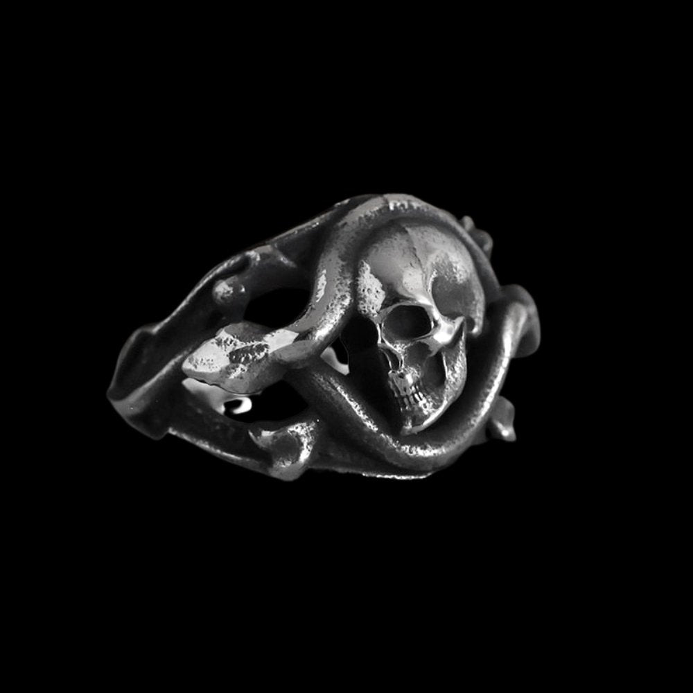 Coiled Snake Skull Ring