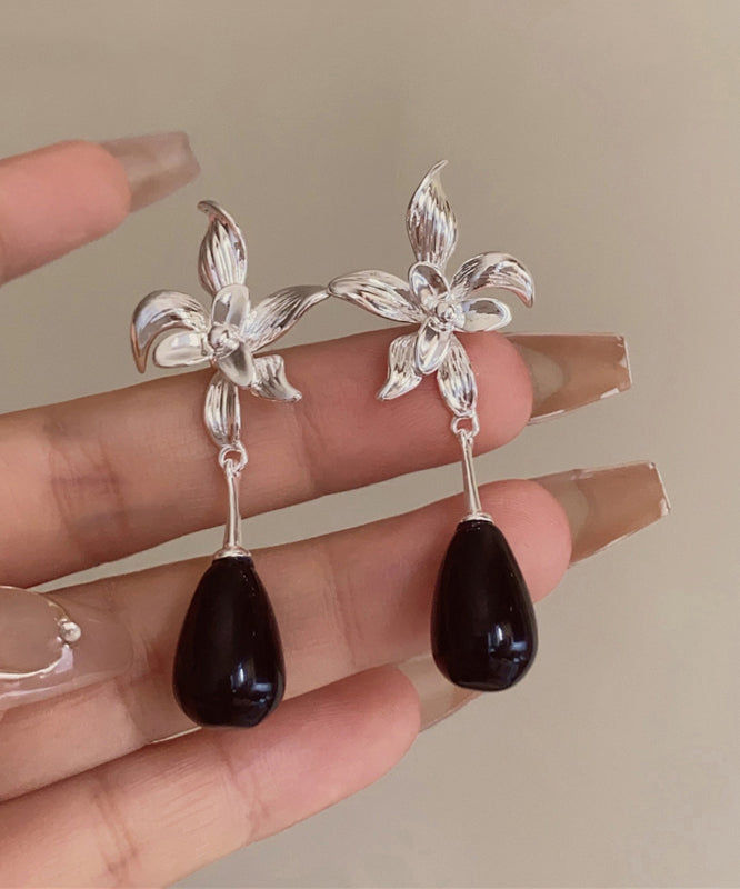 Fine Silk Alloy Resin Water Drop Drop Earrings