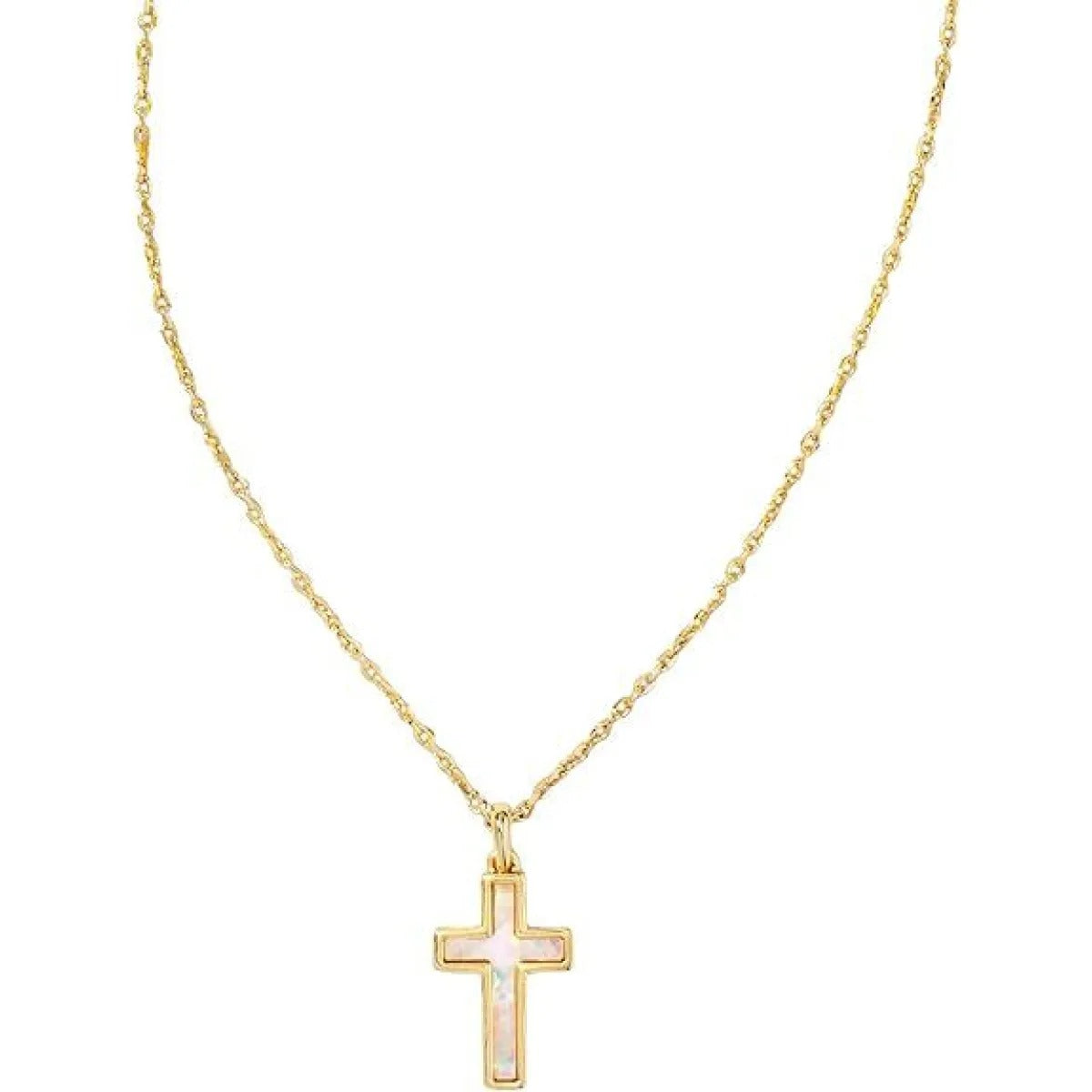 14k Gold-filled Flat Cross Pendant Necklace, 18" Chain With 1 1/4" Extender