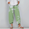 Retro Vintage Floral Art Pattern Cropped Casual Pants elevenforest