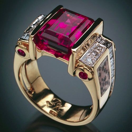 Cubic Garnet Crystal Gold Ring