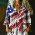 Women's Vintage Independence Day Flag Button-down Shirt elevenforest