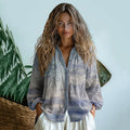 Bohemian Style Linen Graduate Floral Art Print Long Sleeve Shirt elevenforest