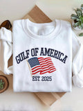 Comstylish Gulf Of America Embroidered Casual Soft Sweatshirt