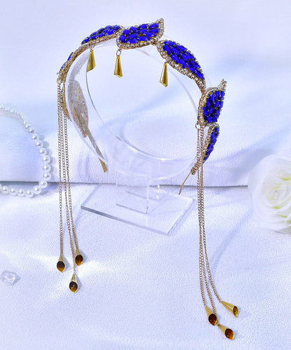 Art Blue Alloy Zircon Leaf Tasse Hairpiece
