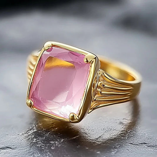 Rose Glass Gold Ring