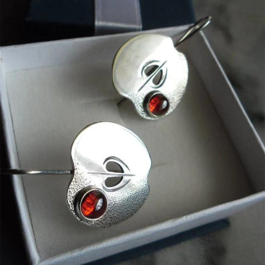 Red Zirconia Earrings in Sterling Silver