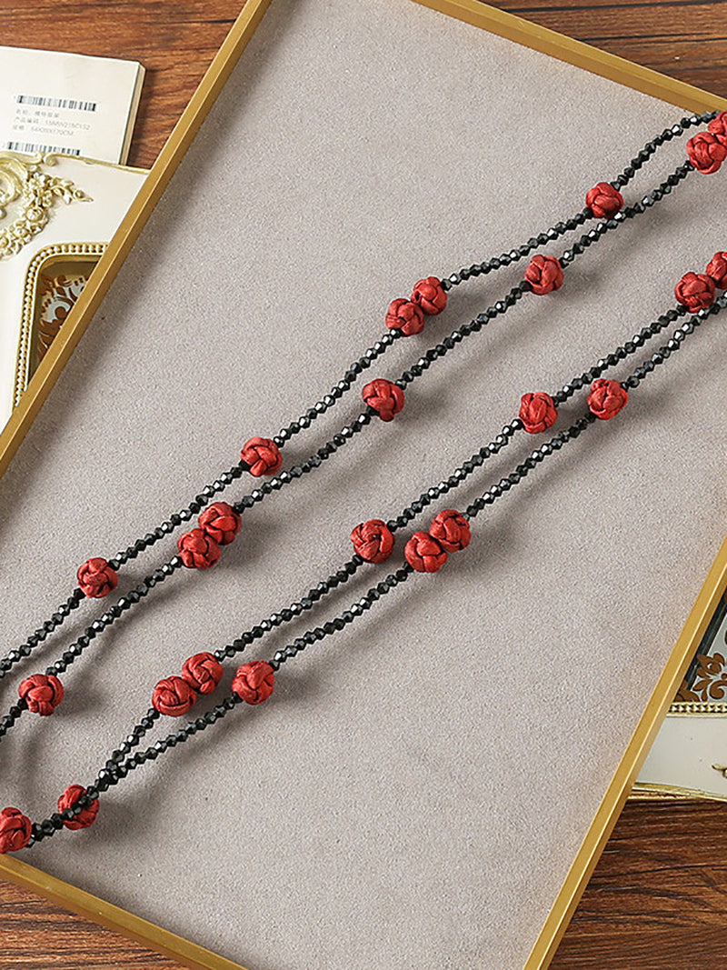 Ruyi Knot Beads Weave Sweater Necklace Qn005