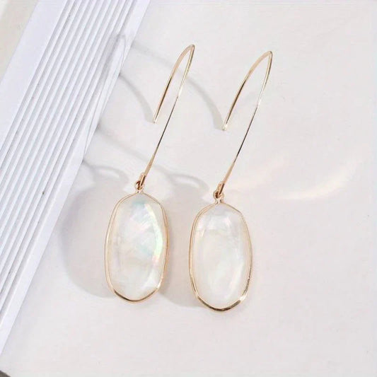 White Stone Dangling Earrings