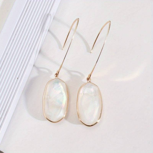 White Stone Dangling Earrings
