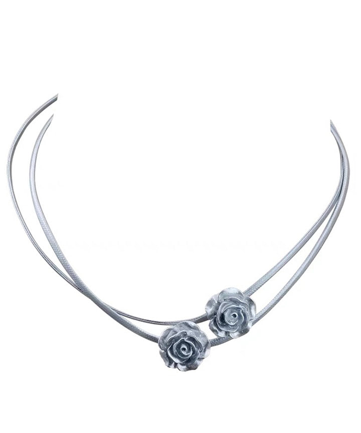 Silk Stainless Steel Double-layer Rose Choker