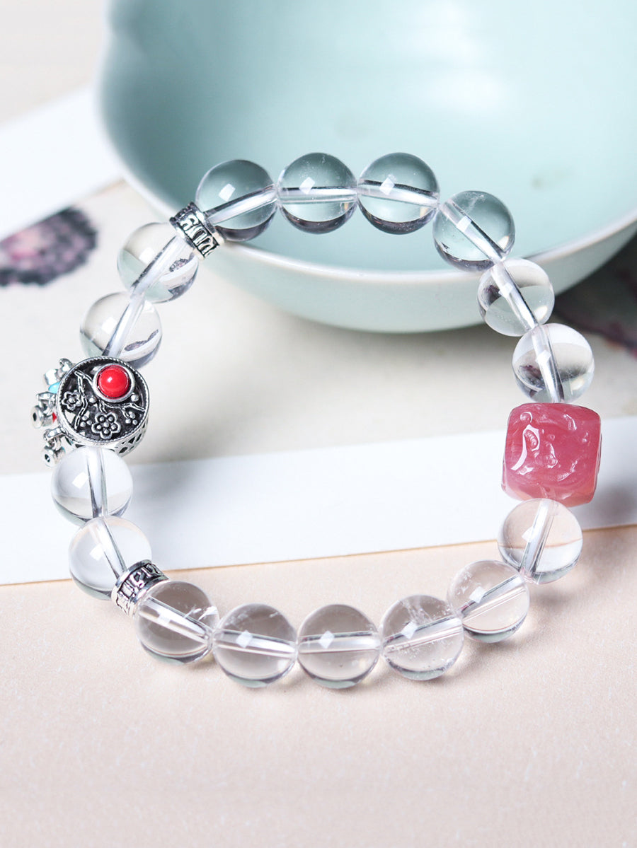 White Crystal Woven Bracelet Kl1045