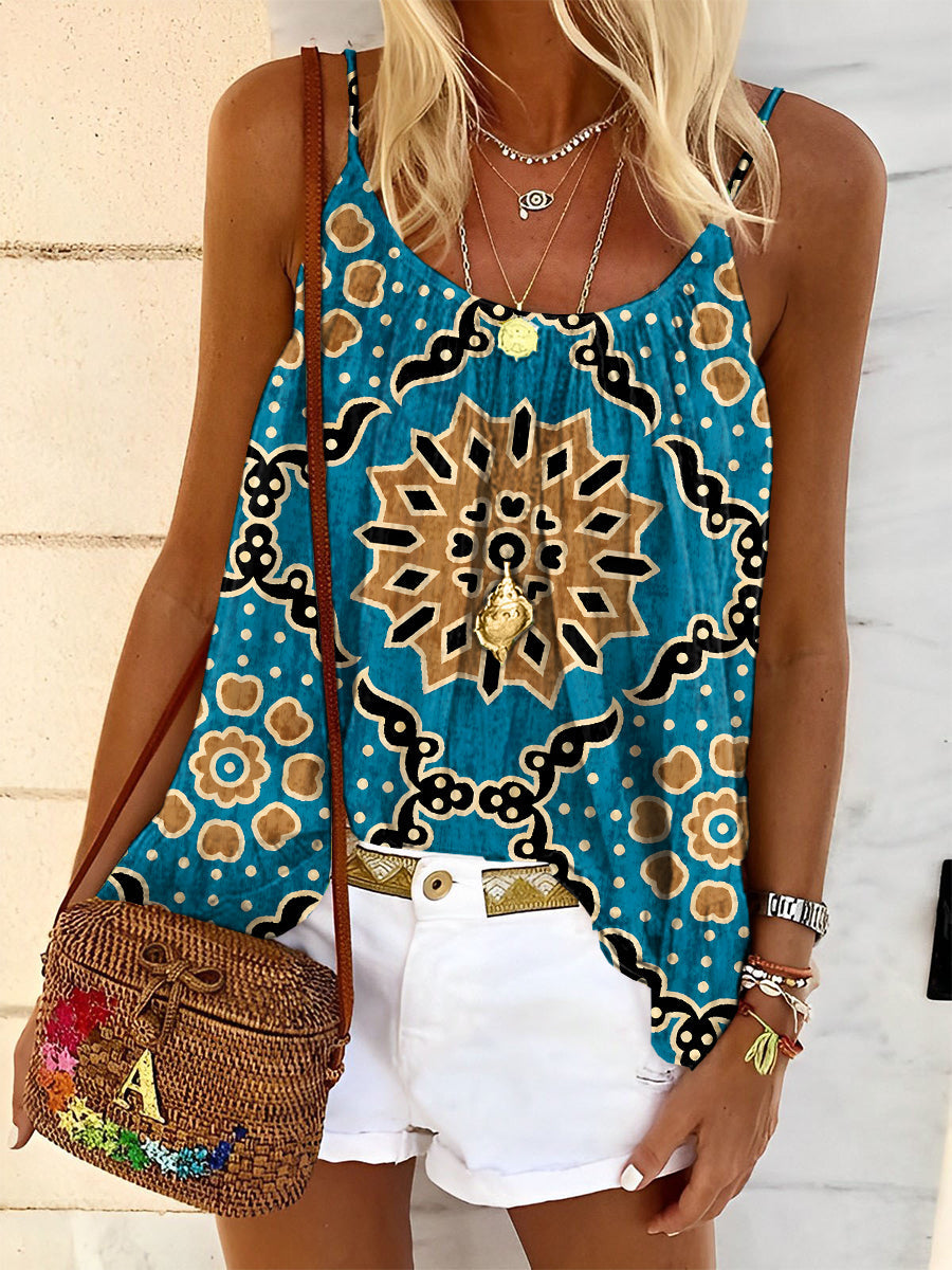 Women's Retro Pattern Art Print Tank Top