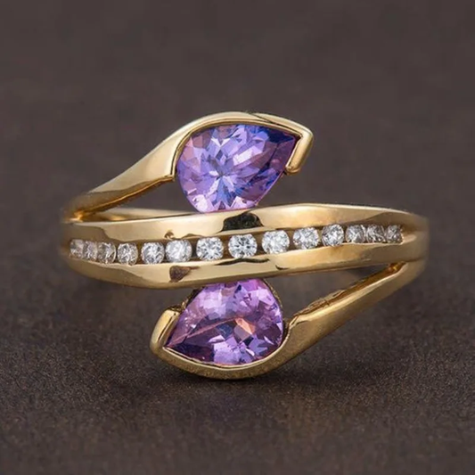 Purple Zirconia Gold Ring
