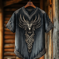 Men's  Viking Tribal Dragon Celtic Art Linen Shirt elevenforest