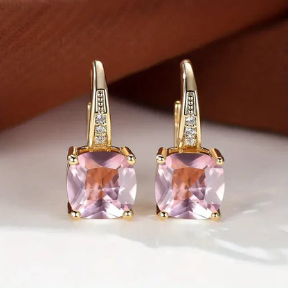 Mystic Gemstone Stone Hoop Gold Earrings