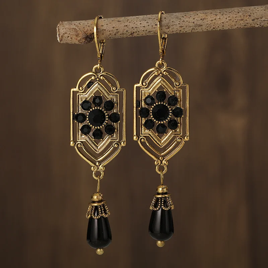 Dangling Black Stone Earrings