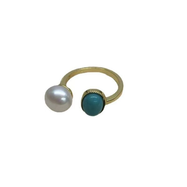 Sterling Silver Temperament Pearl Colour Block Rings