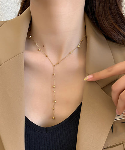 Modern Gold Stainless Steel Alloy Tassel Pendant Necklace