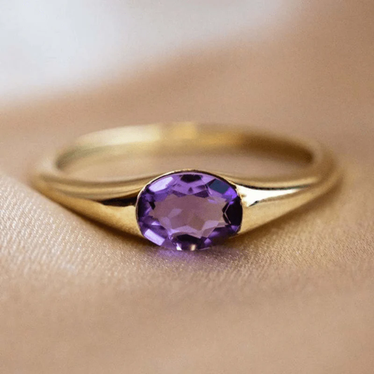 Purple Crystal Gold Ring