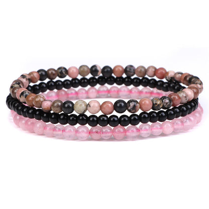 Buddha Stones 3pcs Natural Crystal Stone Inner Peace Spiritual Bracelet