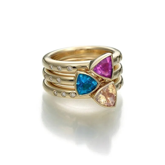 Colorful Crystals Zirconia Gold Ring