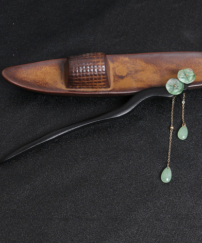 Green Xylogen Lotus Flower Tassel Hairpin