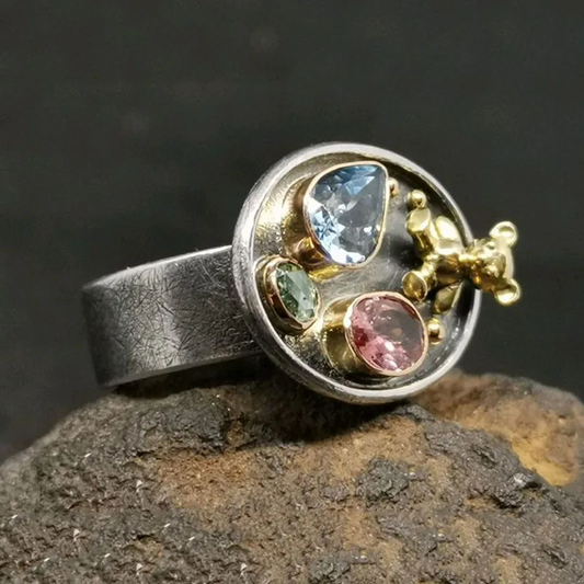 Rounded Colorful Zirconia Ring