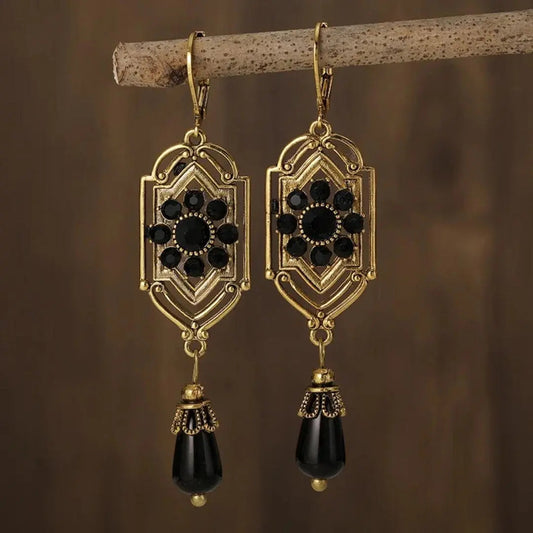 Black Gold Dangling Earrings