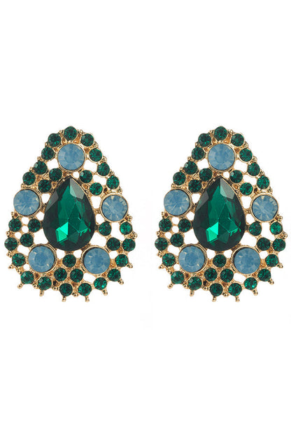 Alloy Drop-shaped Diamond Earrings