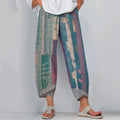 Women's Abstract Stripe Art Linen Blend Pants elevenforest