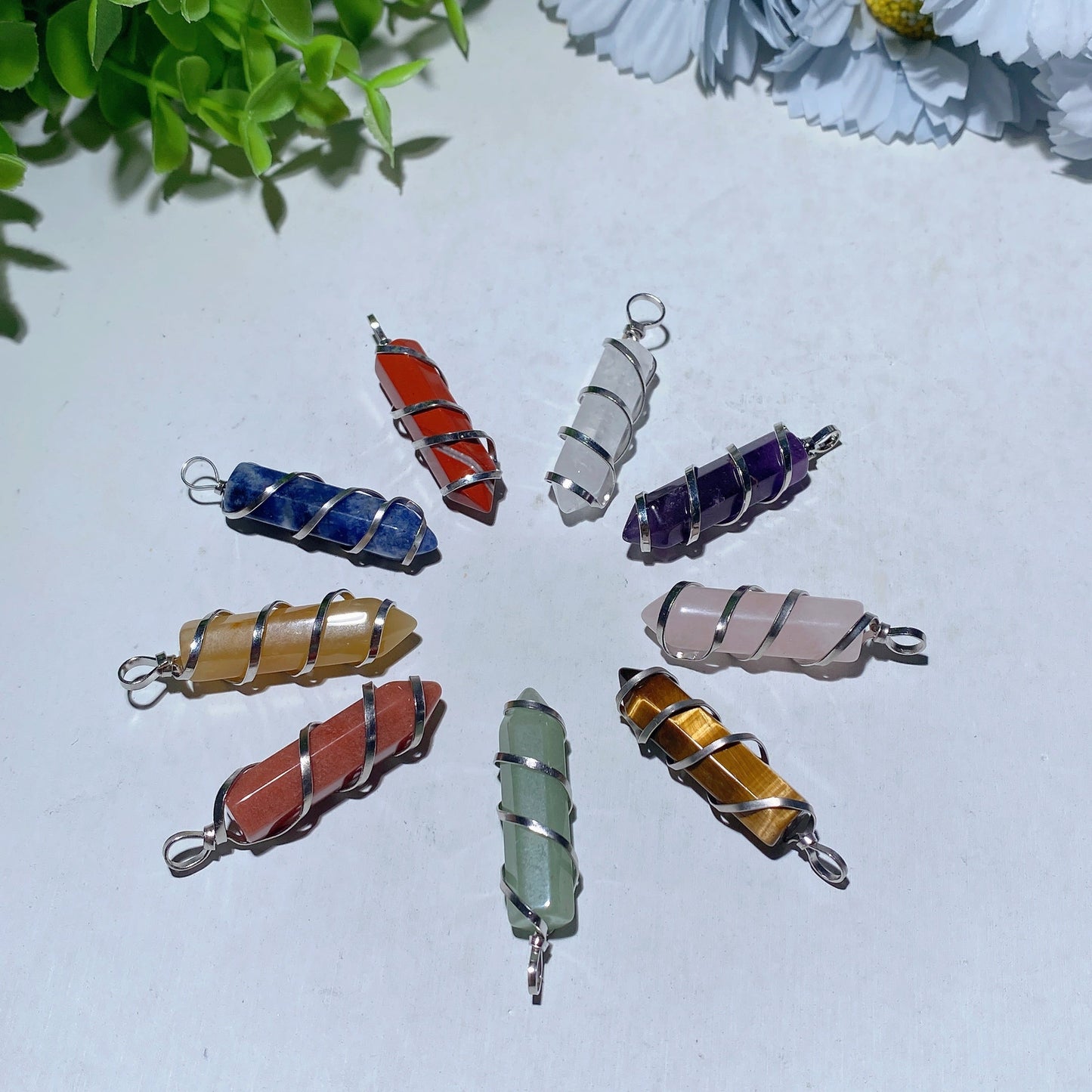 1.0 Inch Mixed Crystal Healing Point Pendant Necklace