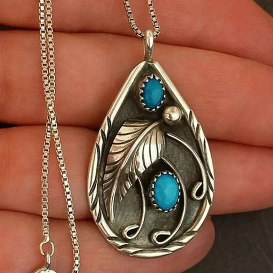 Blue Stone Drop Necklace