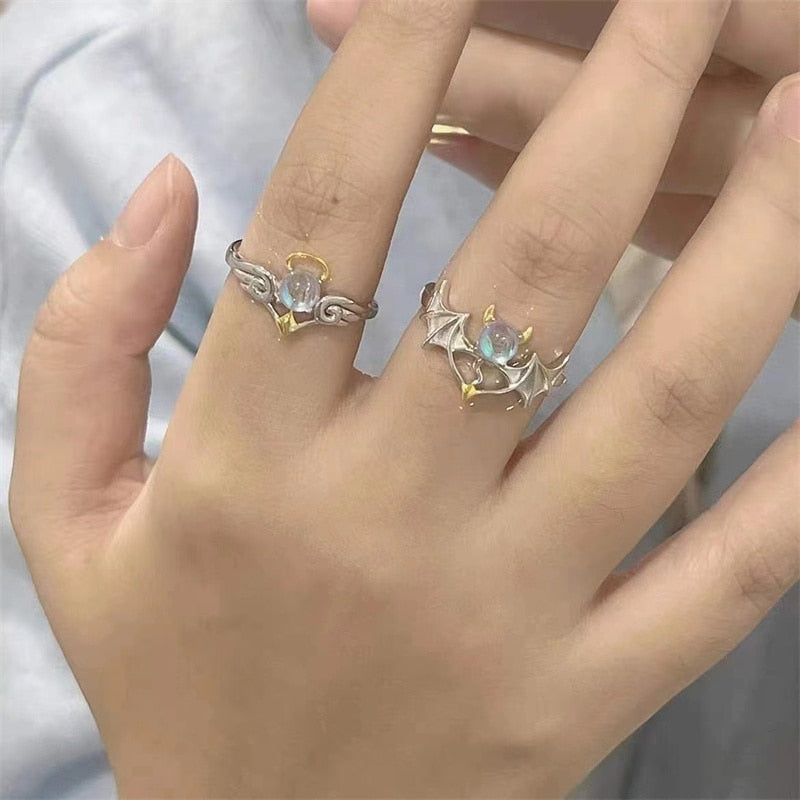 Angel & Demon Adjustable Rings Set