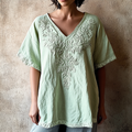 Vintage Floral Gradient Embroidered Comfy Shirt elevenforest