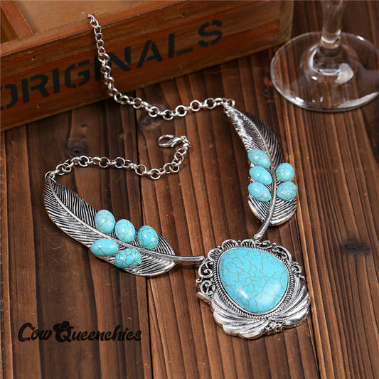 Feather Turquoise Necklace