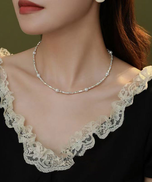Diy Silk Sterling Silver Broken Silver Pearl Necklace