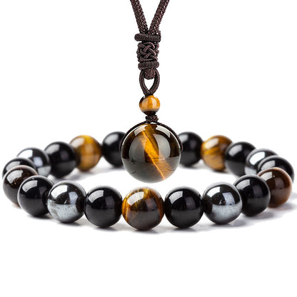Tiger Eye Bracelet Necklace Set With 10mm Beads for Protection