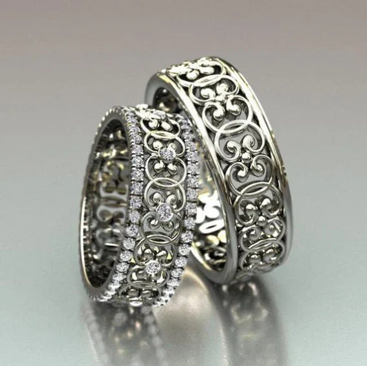 Silver Hollow Ring Set