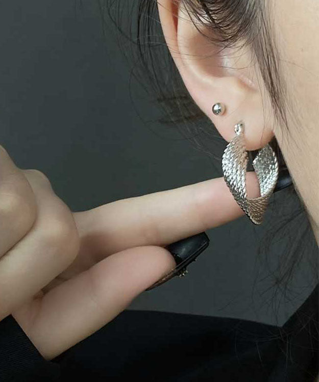 Silk Metal Geometric Circle Hoop Earrings