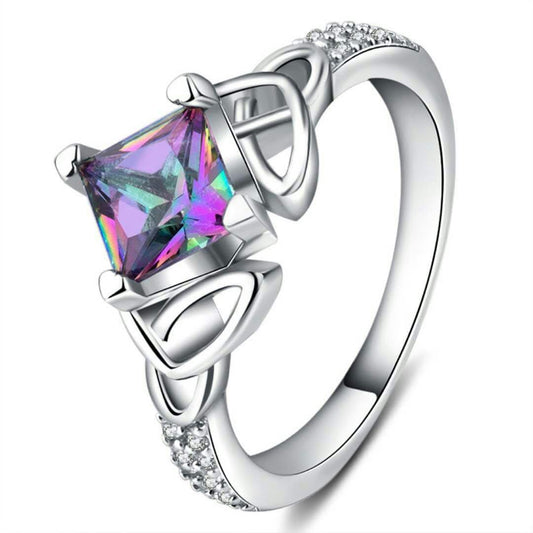 Mystic Fantasy Rainbow Fire Topaz Silver Ring